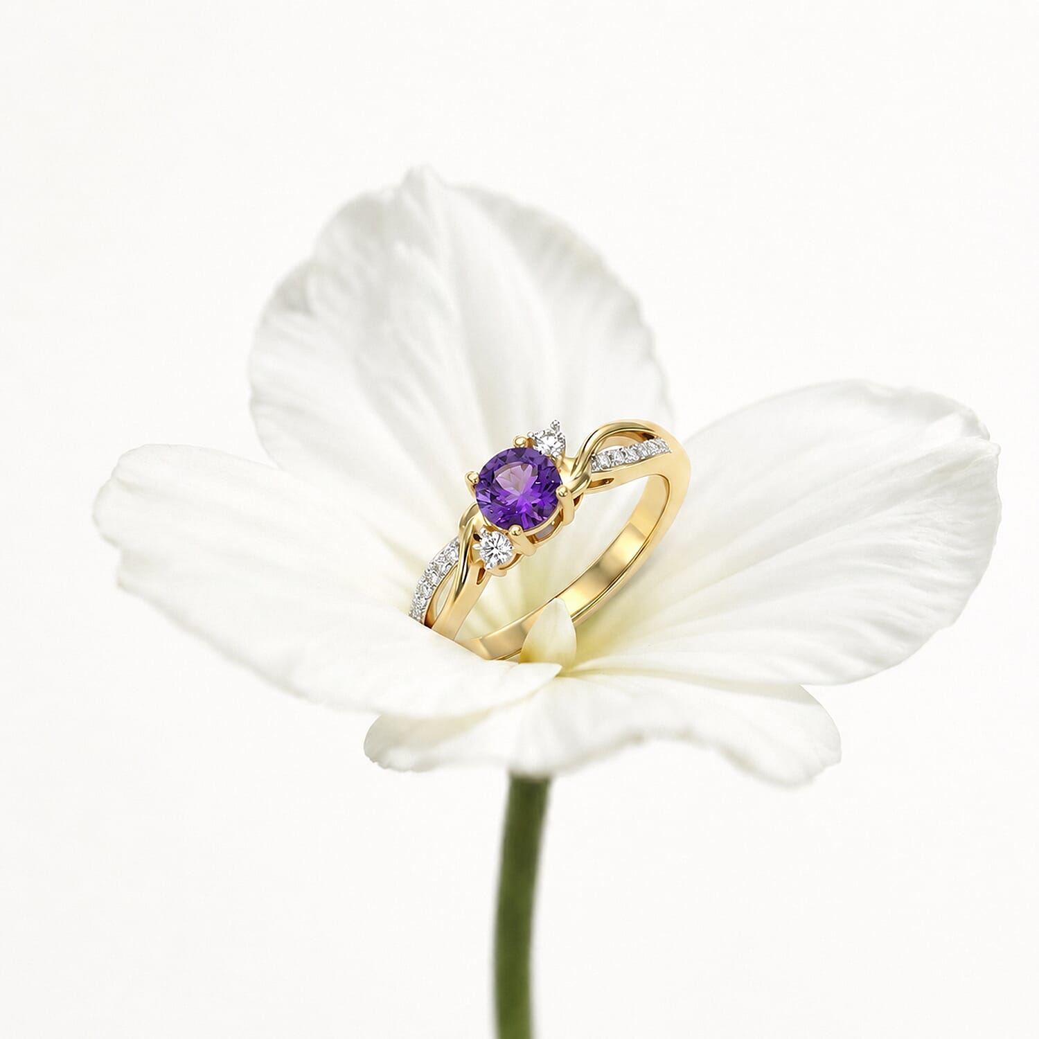 Always You Solitaire Birthstone Ring with 925 Sterling Silver