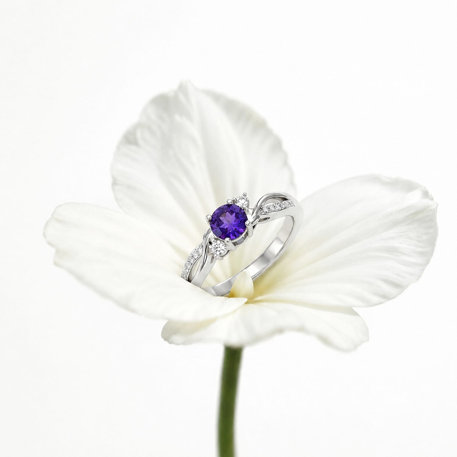 Always You Solitaire Birthstone Ring with 925 Sterling Silver