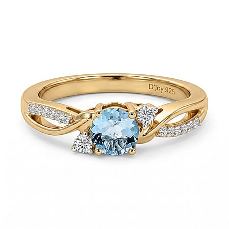 Always You Aquamarine Birthstone Solitaire Promise Ring with Moissanite Accents in 925 Sterling Silver 18K Gold Vermeil Plated Always You Aquamarine Birthstone Solitaire Promise Ring with Moissanite Accents in 925 Sterling Silver 18K Gold Vermeil Plated