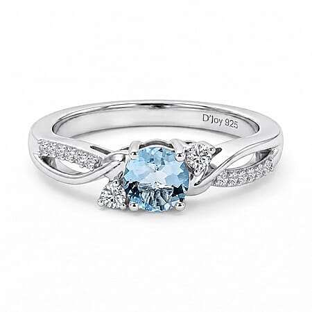 Always You Aquamarine Birthstone Solitaire Promise Ring with Moissanite Accents in 925 Sterling Silver Rhodium Plated Always You Aquamarine Birthstone Solitaire Promise Ring with Moissanite Accents in 925 Sterling Silver Rhodium Plated