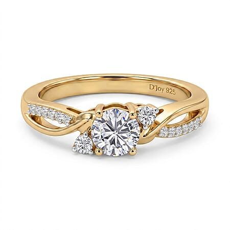 Always You Moissanite Birthstone Solitaire Promise Ring with Moissanite Accents in 925 Sterling Silver 18K Gold Vermeil Plated Always You Moissanite Birthstone Solitaire Promise Ring with Moissanite Accents in 925 Sterling Silver 18K Gold Vermeil Plated