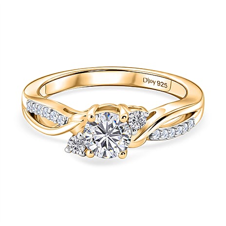 Royal Bali Collection - D'Joy Moissanite Ring in 18K Vermeil Yellow Gold Plated Sterling Silver