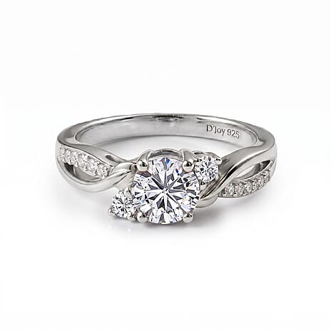 Royal Bali Collection - D'Joy Moissanite Ring in Rhodium Overlay Sterling Silver
