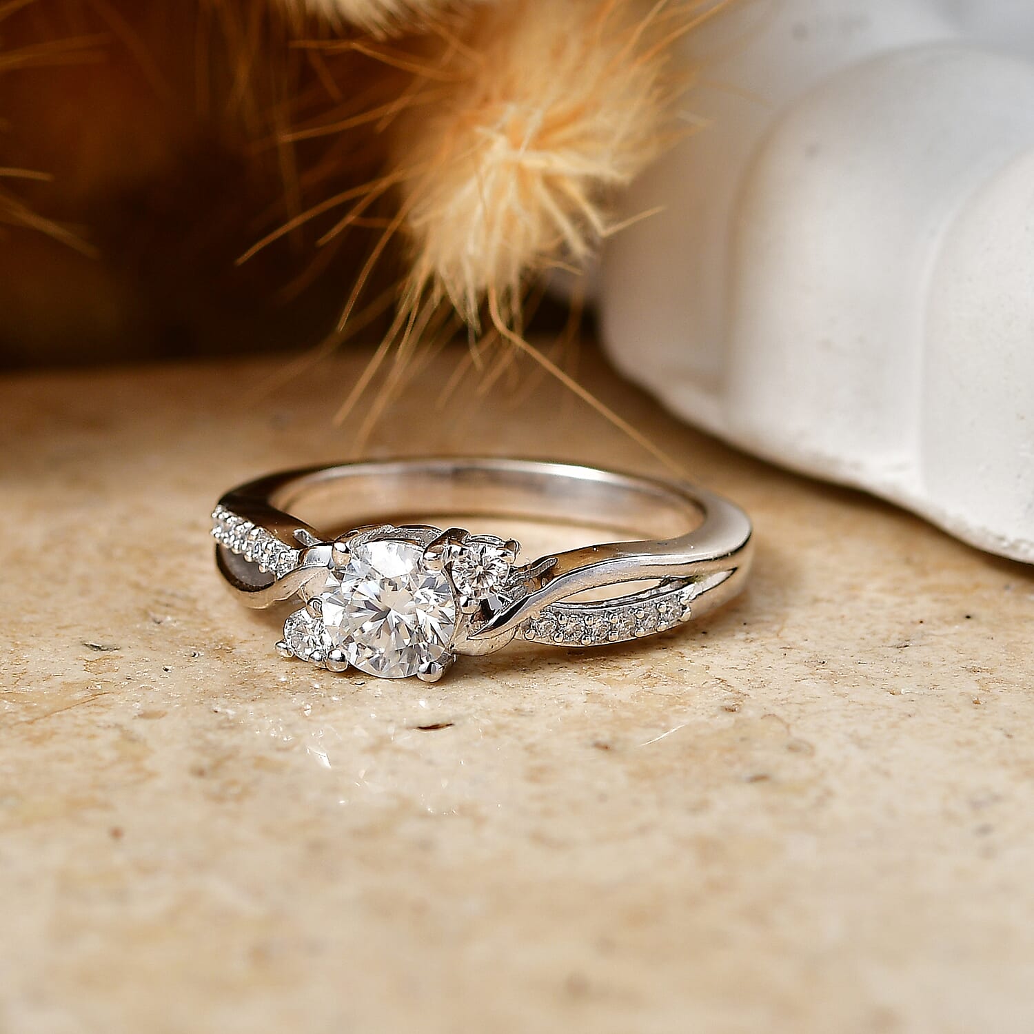 Royal Bali Collection - D'Joy Moissanite Ring in Sterling Silver