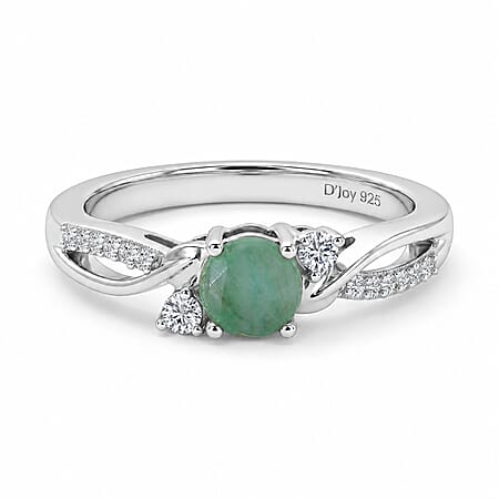 Always You Socoto Emerald Birthstone Solitaire Promise Ring with Moissanite Accents in 925 Sterling Silver Rhodium Plated Always You Socoto Emerald Birthstone Solitaire Promise Ring with Moissanite Accents in 925 Sterling Silver Rhodium Plated