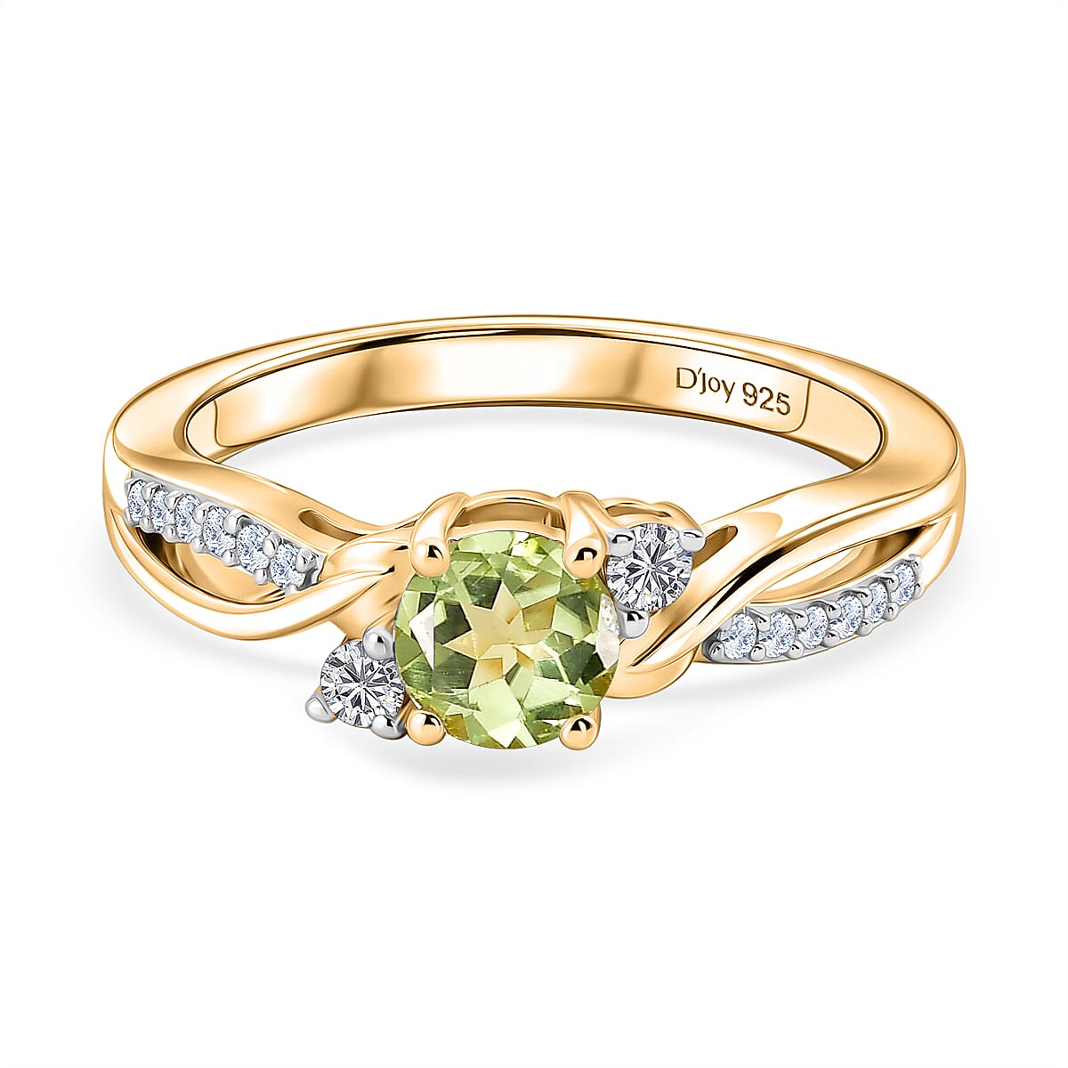 Royal Bali Collection - D'Joy Peridot & Moissanite Ring in 18K Vermeil Yellow Gold Plated Sterling Silver