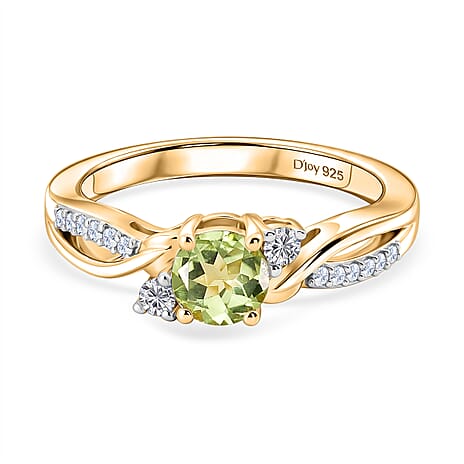 Royal Bali Collection - D'Joy Peridot & Moissanite Ring in 18K Vermeil Yellow Gold Plated Sterling Silver