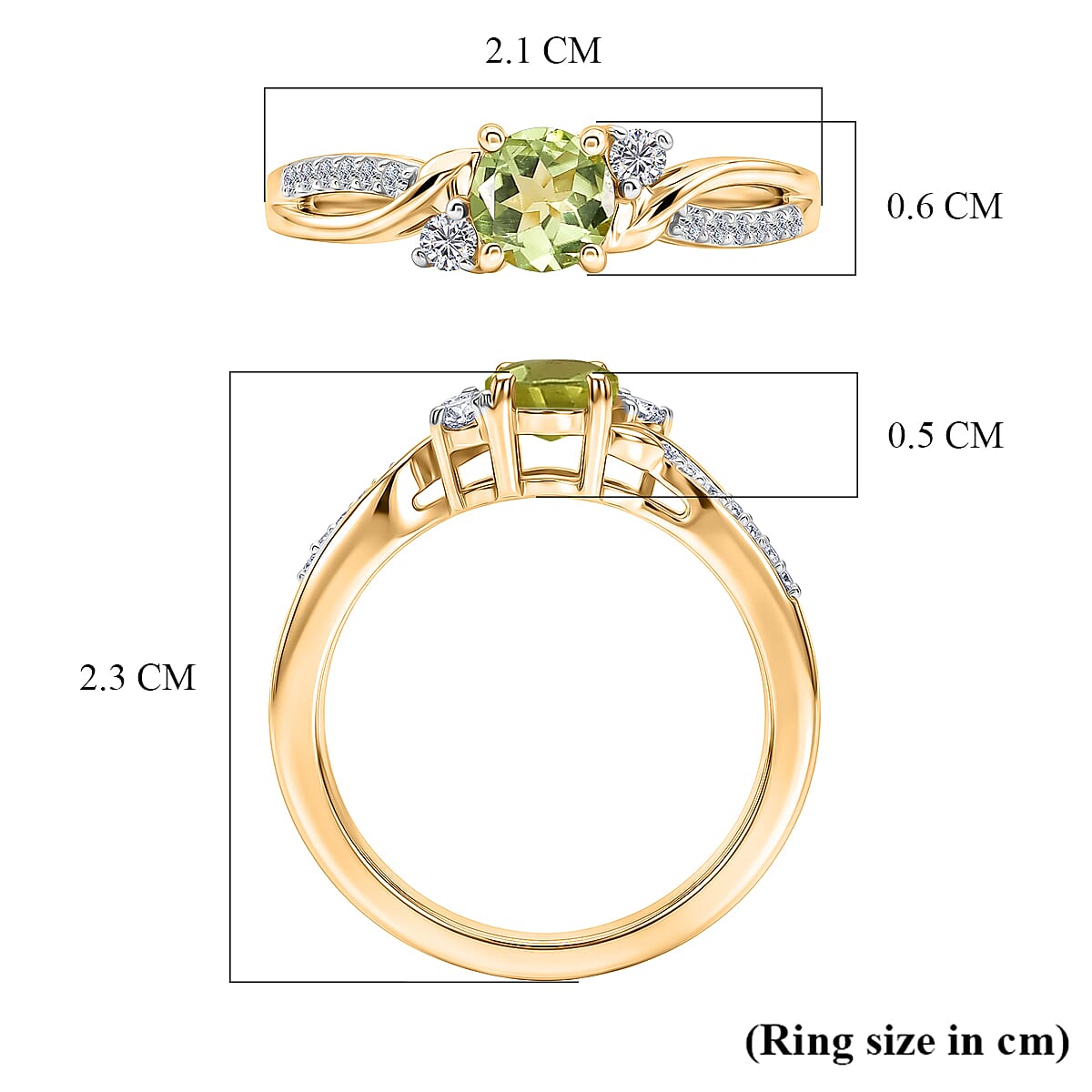 Royal Bali Collection - D'Joy Peridot & Moissanite Ring in 18K Vermeil Yellow Gold Plated Sterling Silver