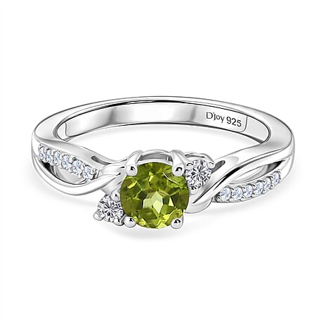 Royal Bali Collection - D'Joy Peridot & Moissanite Ring in Rhodium Overlay Sterling Silver
