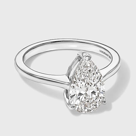 Luxuriant - SGL Certified Lab Grown Diamond (SI-G-H) Solitaire Ring in Rhodium Overlay Sterling Silver 2.00 Ct.