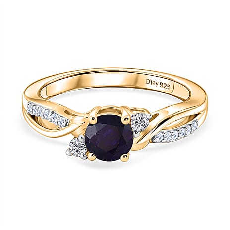 Royal Bali Collection - D'Joy Masoala Sapphire & Moissanite Ring in 18K Vermeil Yellow Gold Plated Sterling Silver