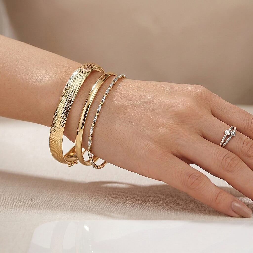 Luxoro - 9K Yellow Gold Bangle (Size - 7.5), Gold Wt. 5.66 Gms