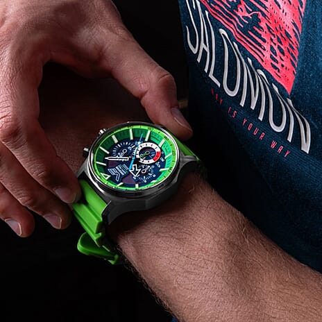 Vostok Europe Expedition North Pole Solar Power Chronograph Polar Spruce - 47mm Case 20 ATM S.Epson VR42 Solar Powered Quartz Navy Leather Strap and Green Dial VR42-595A733