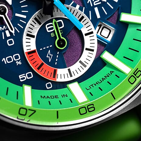 Vostok Europe Expedition North Pole Solar Power Chronograph Polar Spruce - 47mm Case 20 ATM S.Epson VR42 Solar Powered Quartz Navy Leather Strap and Green Dial VR42-595A733
