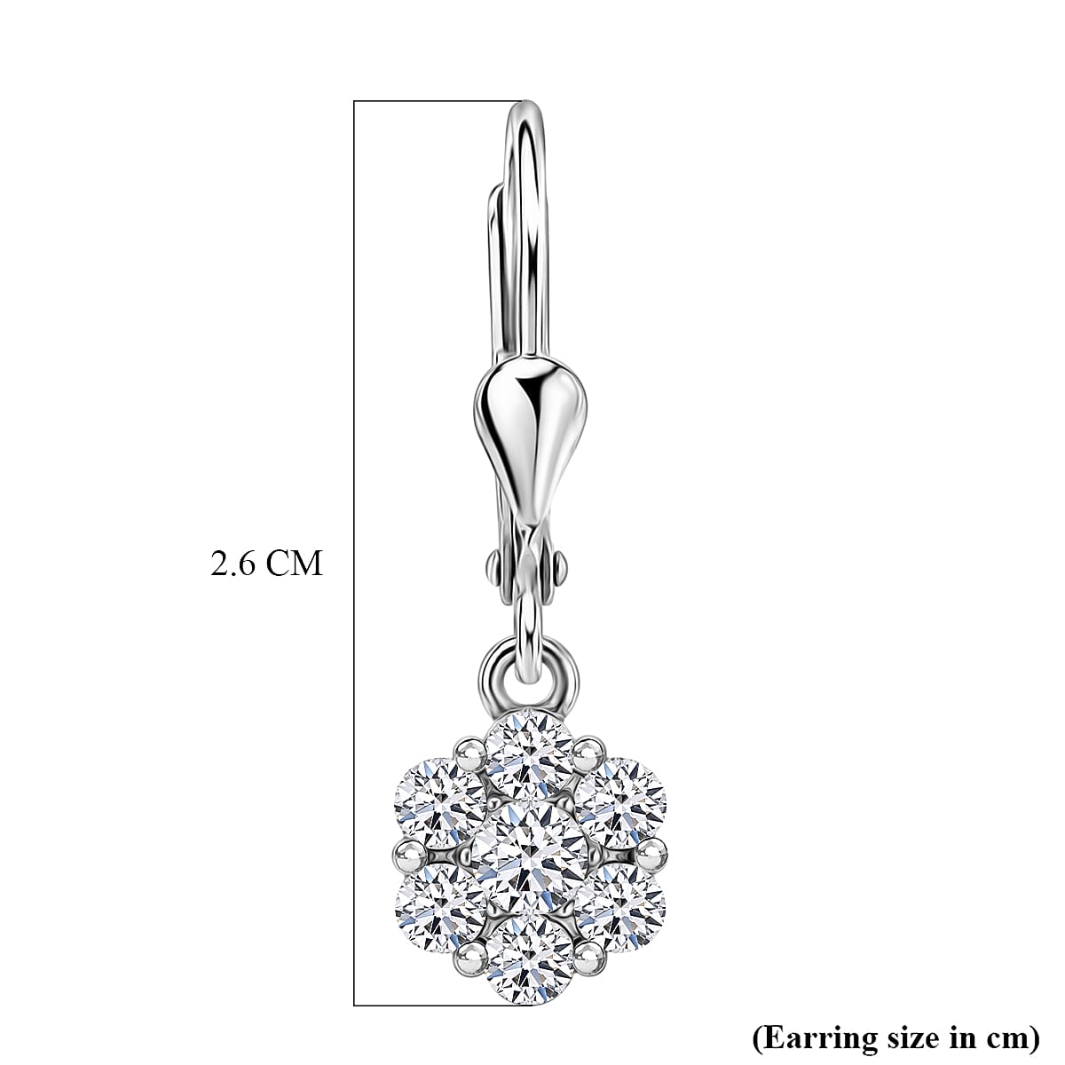 Luxuriant - Lab Grown Diamond (SI-G-H) Pressure Set Earring with Lever Back in Rhodium Overlay Sterling Silver 0.90 Ct.