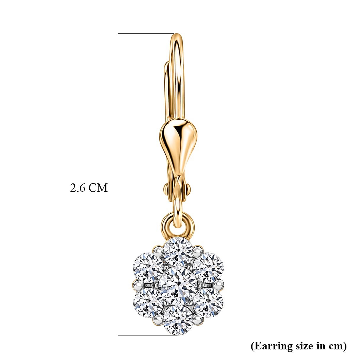 Luxuriant - Lab Grown Diamond (SI-G-H) Cluster Earring with Lever Back in 18K Vermeil Yellow Gold Plated Sterling Silver 1.00 Ct.