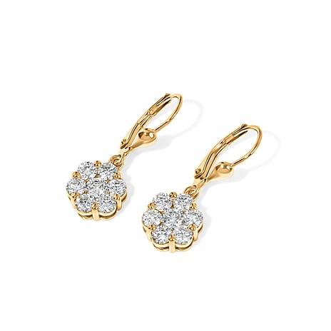 Luxuriant Lab Grown Diamond Cluster Earring in 18K YG VermeilSterling Silver  2.032  Ct.