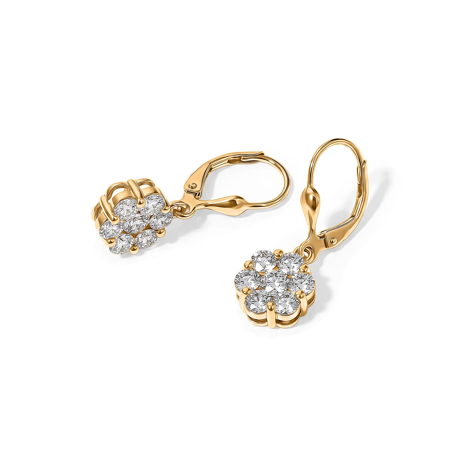 Luxuriant Lab Grown Diamond Cluster Earring in 18K YG VermeilSterling Silver  2.032  Ct.