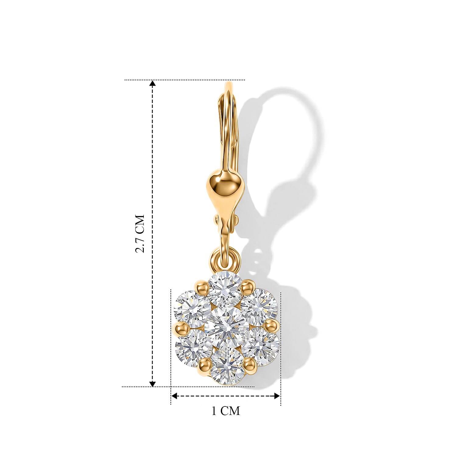 Luxuriant Lab Grown Diamond Cluster Earring in 18K YG VermeilSterling Silver  2.032  Ct.
