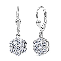 Luxuriant - Lab Grown Diamond (SI-G-H) Pressure Set Earring with Lever Back in Rhodium Overlay Sterling Silver 2.18 Ct.