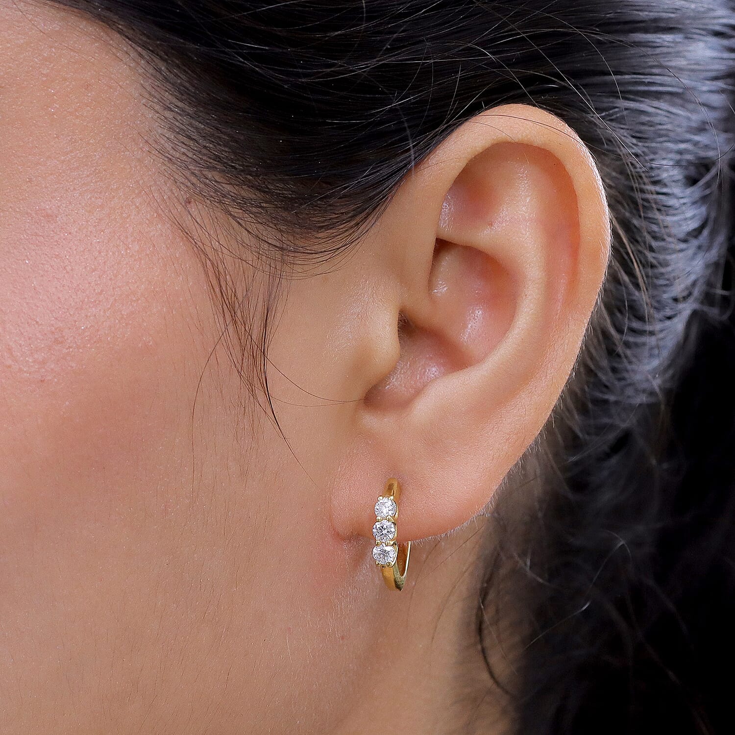 Luxuriant - Lab Grown Diamond (SI-G-H) Hoop Earring with Clasp in 18K Vermeil Yellow Gold Plated Sterling Silver 0.50 Ct.