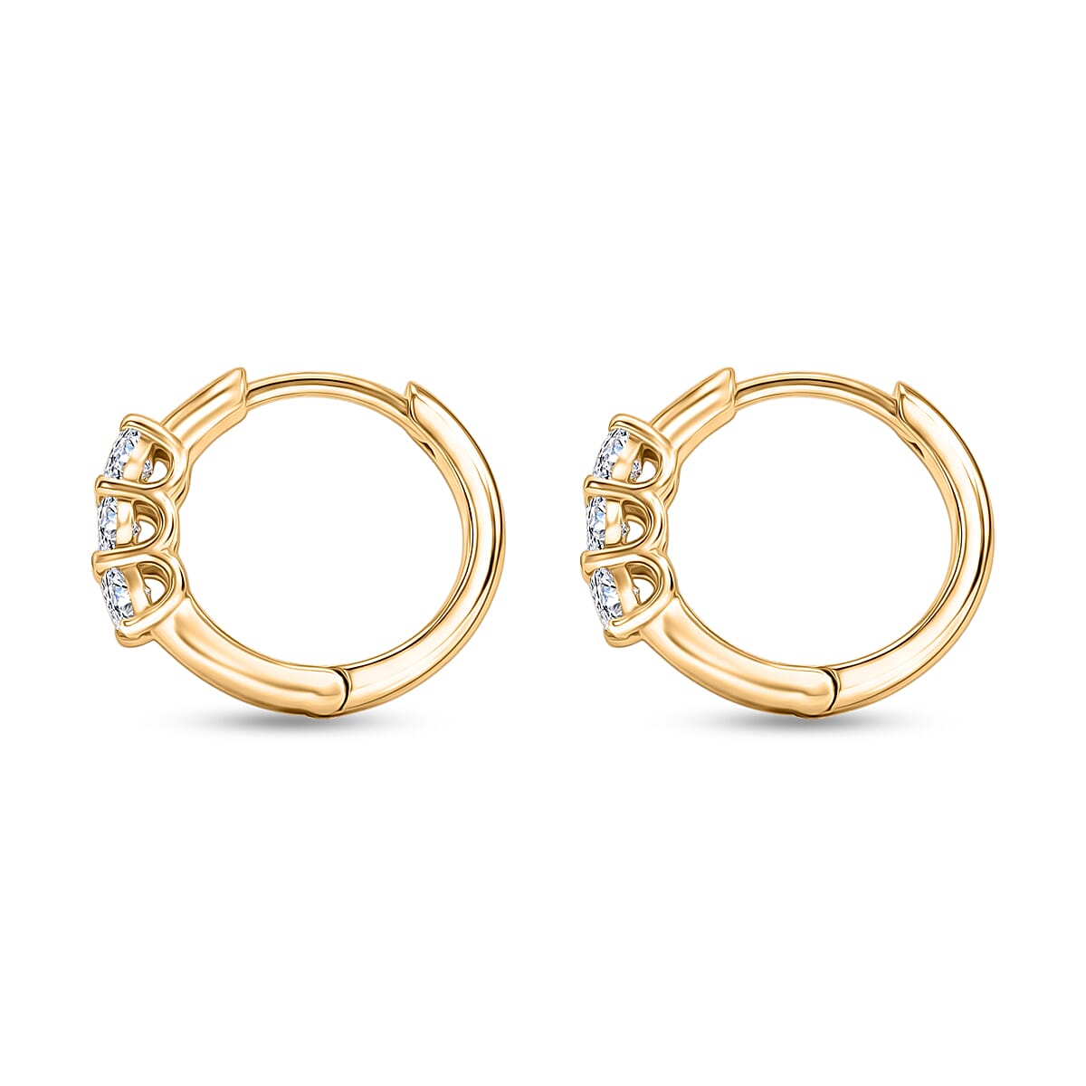 Luxuriant - Lab Grown Diamond (SI-G-H) Hoop Earring with Clasp in 18K Vermeil Yellow Gold Plated Sterling Silver 0.50 Ct.
