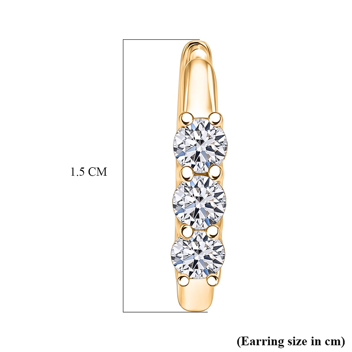 Luxuriant - Lab Grown Diamond (SI-G-H) Hoop Earring with Clasp in 18K Vermeil Yellow Gold Plated Sterling Silver 0.50 Ct.