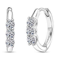 Luxuriant - Lab Grown Diamond (SI-G-H) Hoop Earring with Clasp in Rhodium Overlay Sterling Silver 2.00 Ct.