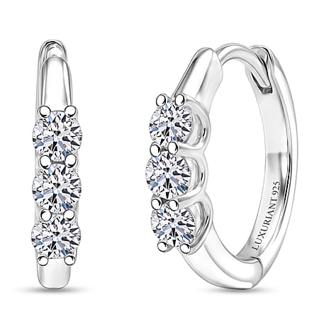 Luxuriant - Lab Grown Diamond (SI-G-H) Hoop Earring with Clasp in Rhodium Overlay Sterling Silver 0.50 Ct.