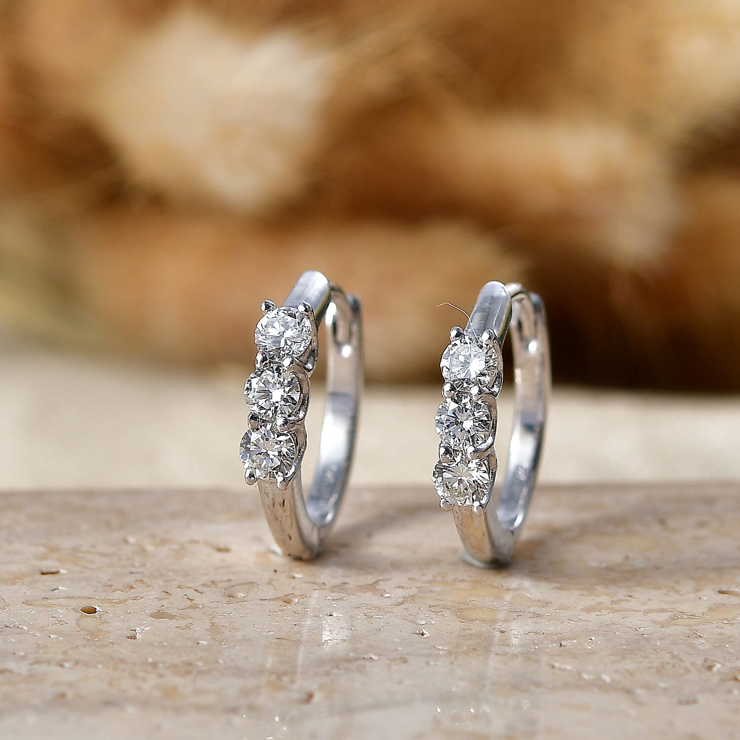 Luxuriant - Lab Grown Diamond (SI-G-H) Hoop Earring with Clasp in Rhodium Overlay Sterling Silver 0.50 Ct.