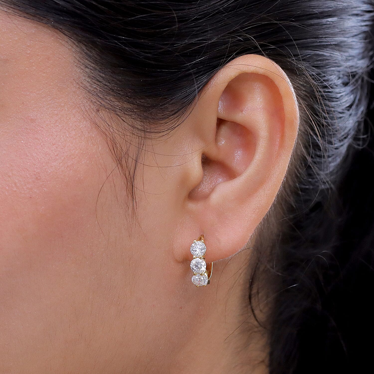 Luxuriant - Lab Grown Diamond (SI-G-H) Hoop Earring with Clasp in 18K Vermeil Yellow Gold Plated Sterling Silver 2.00 Ct.