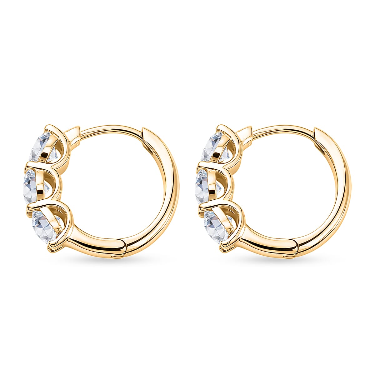 Luxuriant - Lab Grown Diamond (SI-G-H) Hoop Earring with Clasp in 18K Vermeil Yellow Gold Plated Sterling Silver 2.00 Ct.