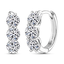 Luxuriant - Lab Grown Diamond (SI-G-H) Hoop Earring with Clasp in Rhodium Overlay Sterling Silver 2.00 Ct.