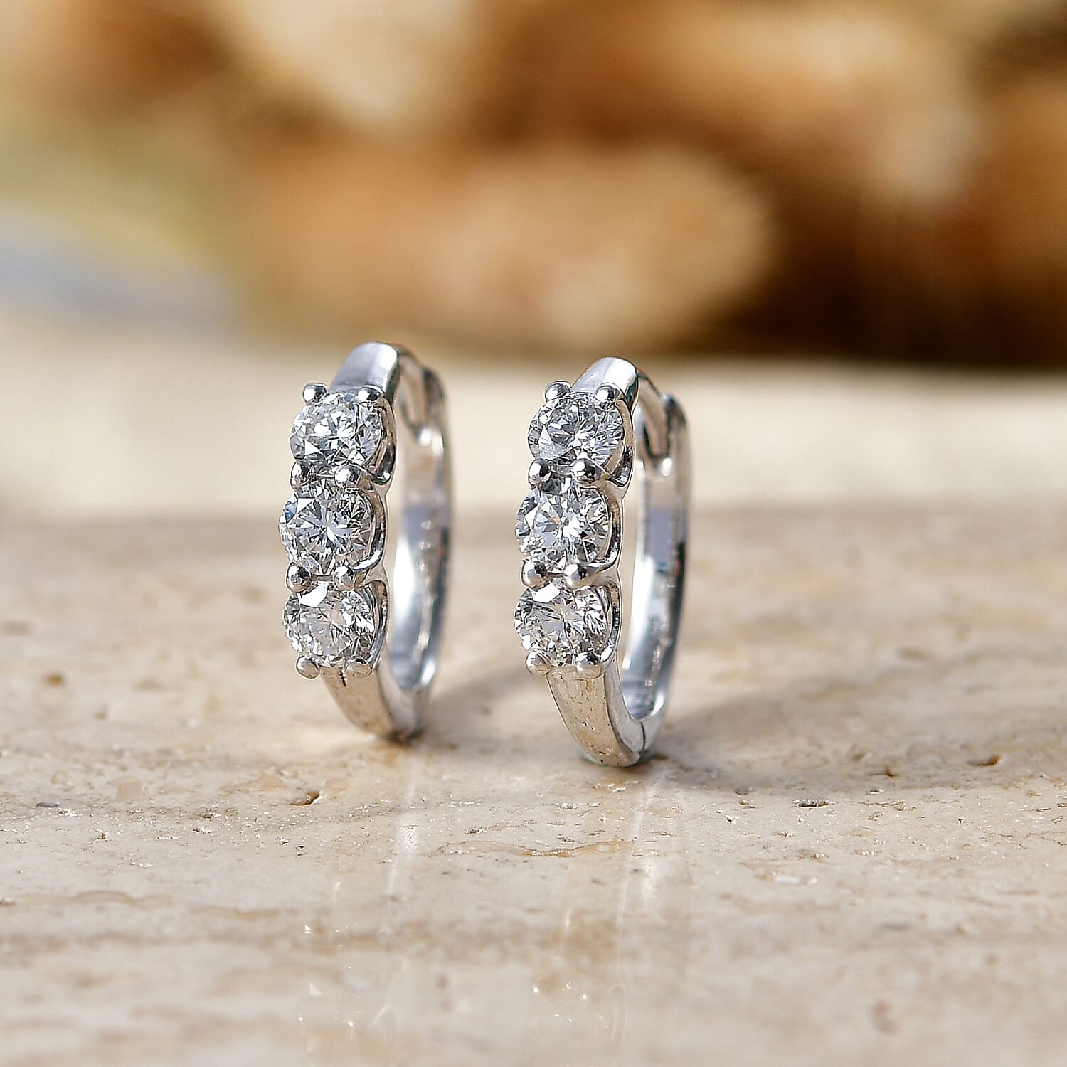 Luxuriant - Lab Grown Diamond (SI-G-H) Hoop Earring with Clasp in Rhodium Overlay Sterling Silver 2.00 Ct.