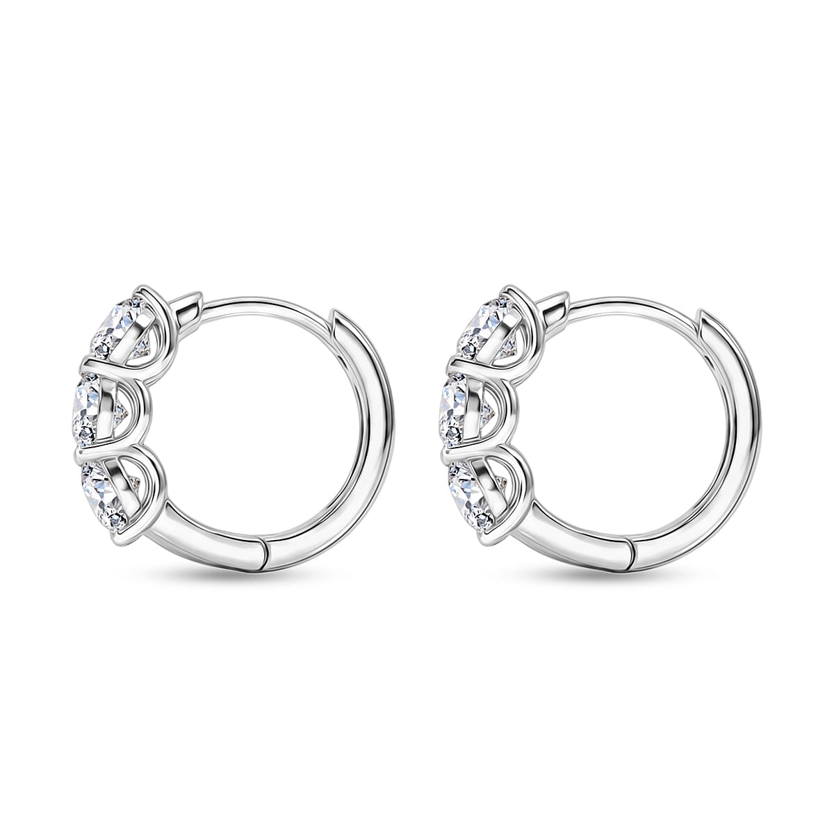 Luxuriant - Lab Grown Diamond (SI-G-H) Hoop Earring with Clasp in Rhodium Overlay Sterling Silver 2.00 Ct.