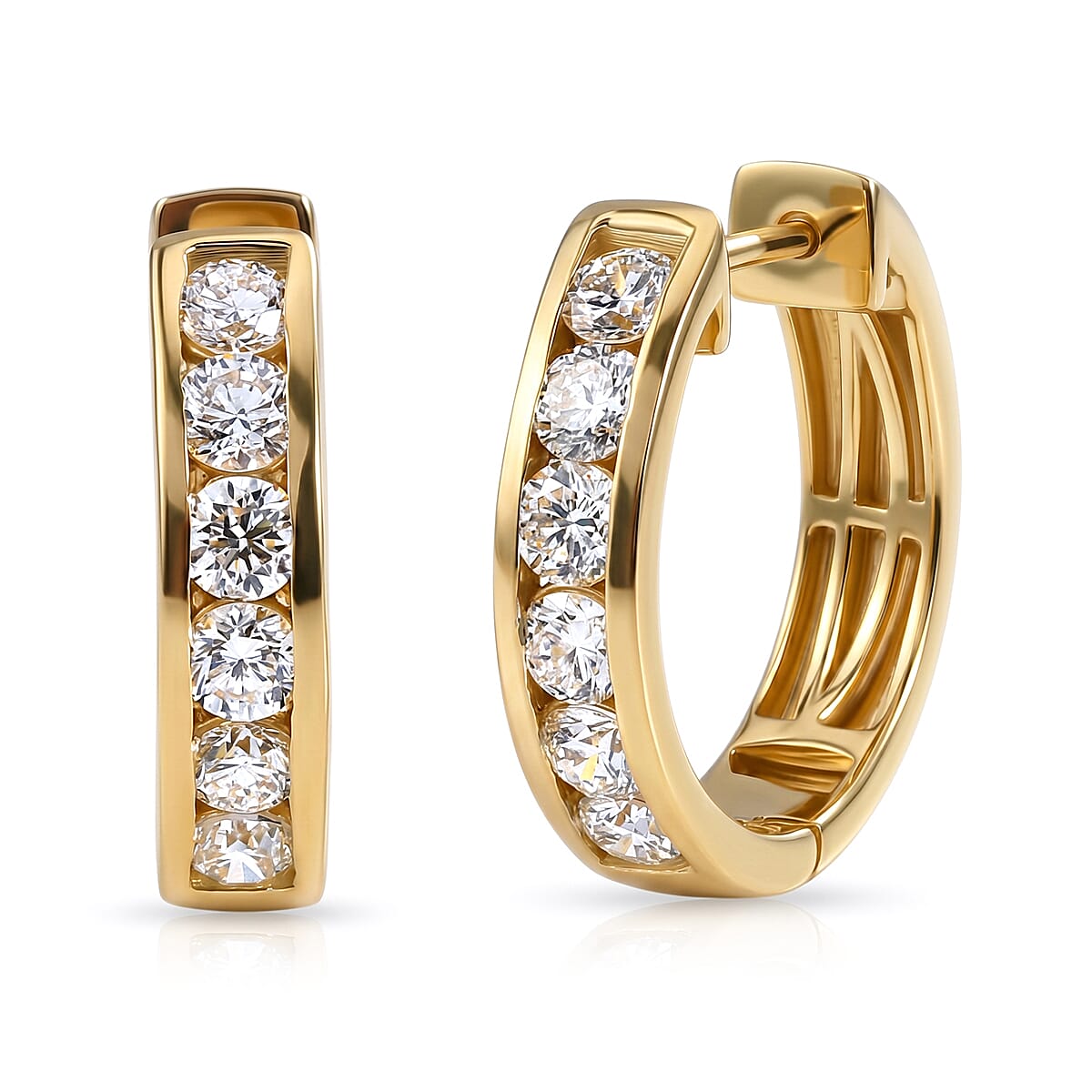 Luxuriant - Lab Grown Diamond (SI-G-H) Hoop Earring in 18K Vermeil Yellow Gold Plated Sterling Silver 2.00 Ct.
