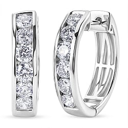Luxuriant - Lab Grown Diamond (SI-G-H) Hoop Earring in Rhodium Overlay Sterling Silver 2.00 Ct.