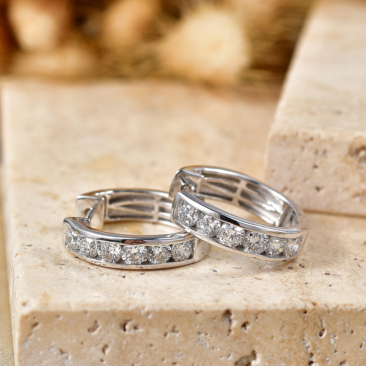 Luxuriant - Lab Grown Diamond (SI-G-H) Hoop Earring in Rhodium Overlay Sterling Silver 2.00 Ct.