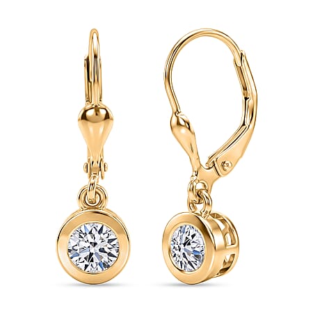 LUXURIANT 1 Ct. Lab Grown Diamond Solitaire Lever Back Earring in 18K Vermeil Yellow Gold Plated Sterling Silver (SI-G-H) LUXURIANT 1 Ct. Lab Grown Diamond Solitaire Lever Back Earring in 18K Vermeil Yellow Gold Plated Sterling Silver (SI-G-H)