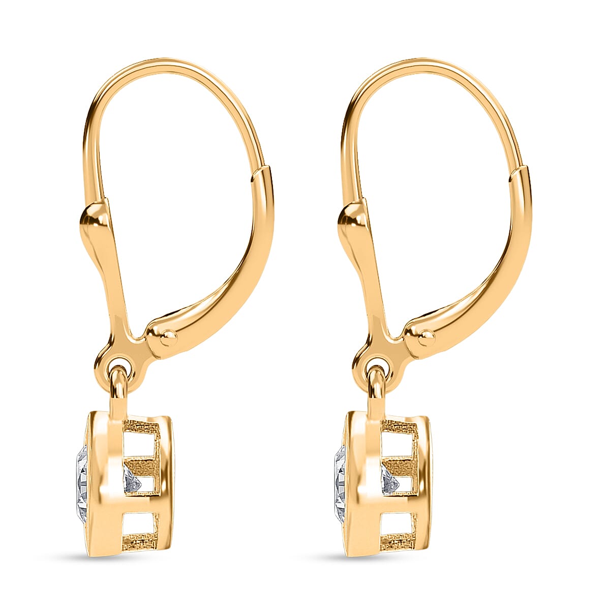Luxuriant - Lab Grown Diamond (SI-G-H) Solitaire Lever Back Earring in 18K Vermeil Yellow Gold Plated Sterling Silver 1.00 Ct.