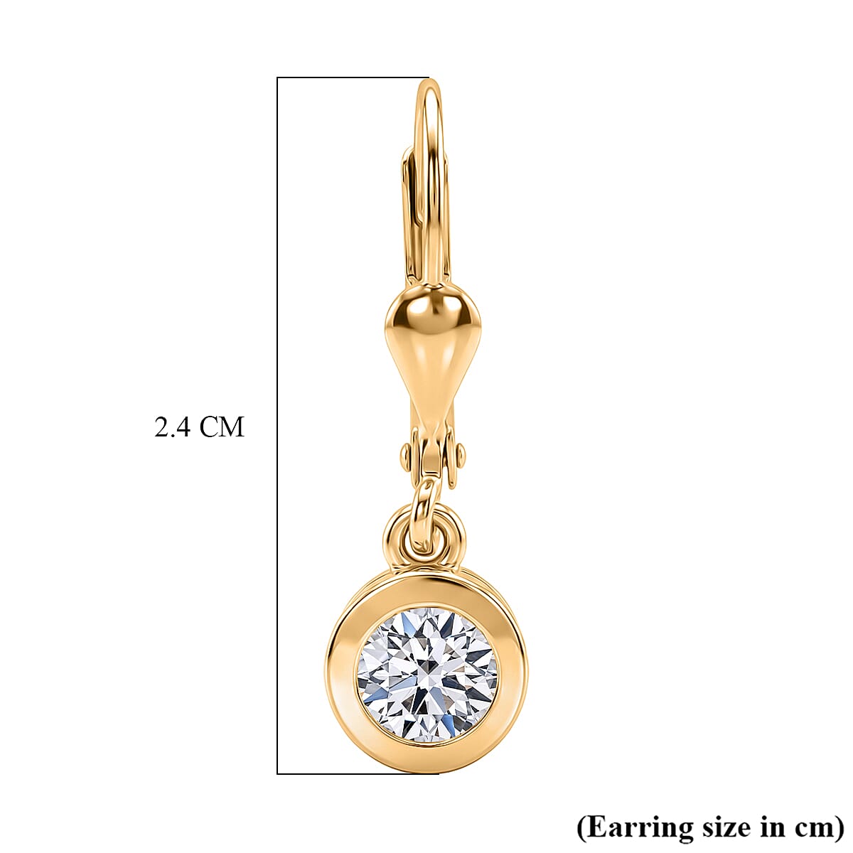 Luxuriant - Lab Grown Diamond (SI-G-H) Solitaire Lever Back Earring in 18K Vermeil Yellow Gold Plated Sterling Silver 1.00 Ct.
