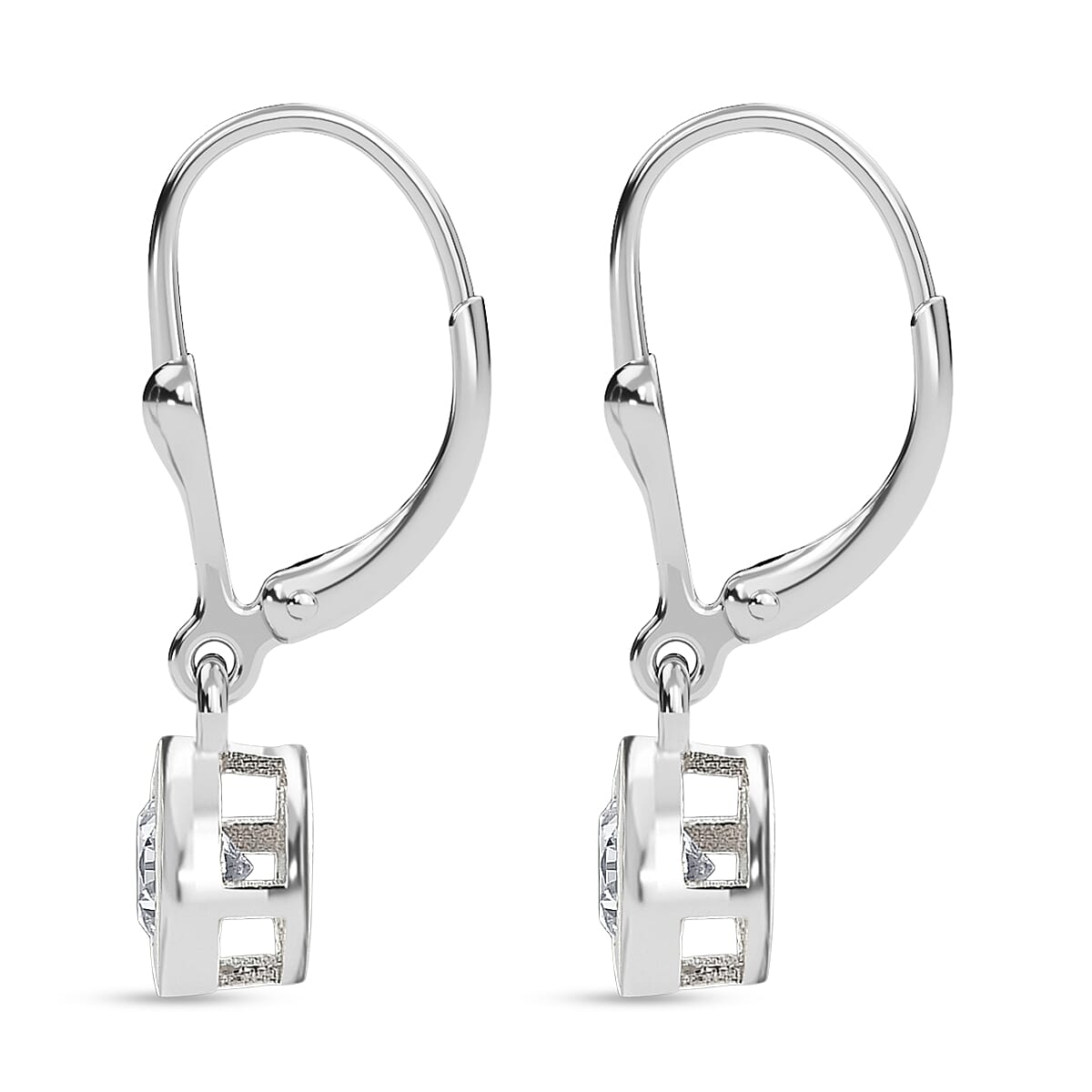 Luxuriant - Lab Grown Diamond (SI-G-H) Solitaire Lever Back Earring in Rhodium Overlay Sterling Silver 1.00 Ct.