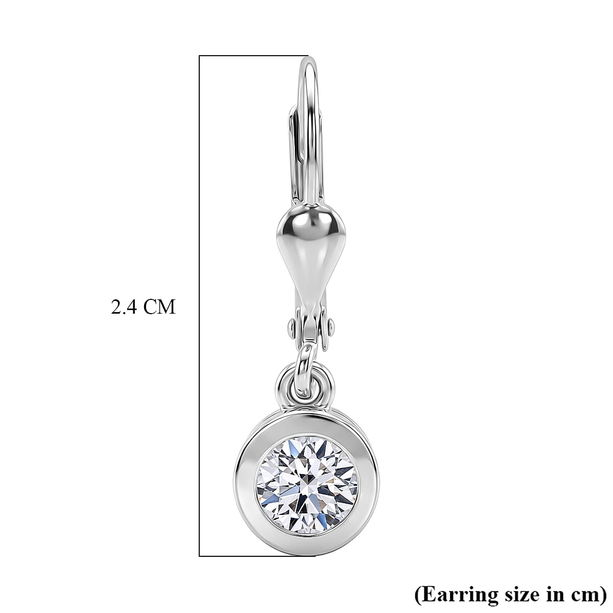 Luxuriant - Lab Grown Diamond (SI-G-H) Solitaire Lever Back Earring in Rhodium Overlay Sterling Silver 1.00 Ct.