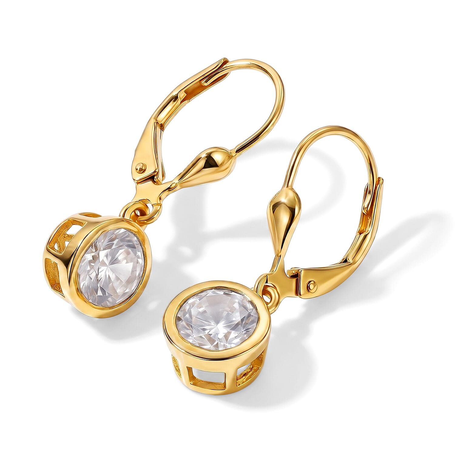 Luxuriant - Lab Grown Diamond (SI-G-H) Solitaire Earring with Lever Back in 18K Vermeil Yellow Gold Plated Sterling Silver 2.00 Ct.