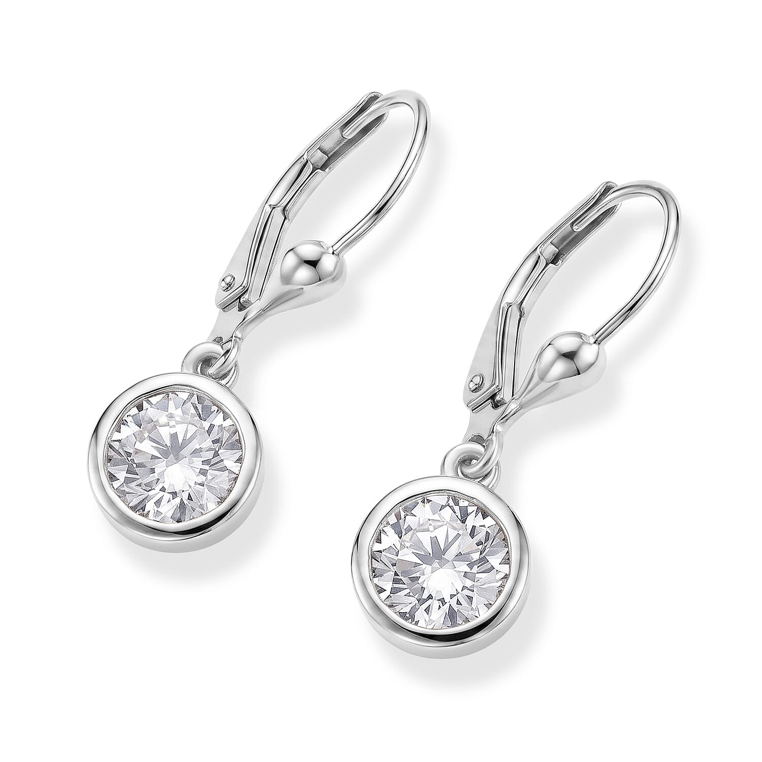 Luxuriant - Lab Grown Diamond (SI-G-H) Solitaire Earring with Lever Back in Rhodium Overlay Sterling Silver 2.00 Ct.