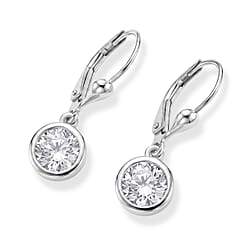 Luxuriant - Lab Grown Diamond (SI-G-H) Solitaire Earring with Lever Back in Rhodium Overlay Sterling Silver 2.00 Ct.