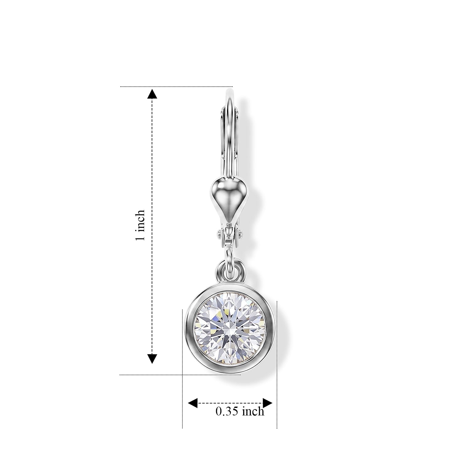 Luxuriant - Lab Grown Diamond (SI-G-H) Solitaire Earring with Lever Back in Rhodium Overlay Sterling Silver 2.00 Ct.