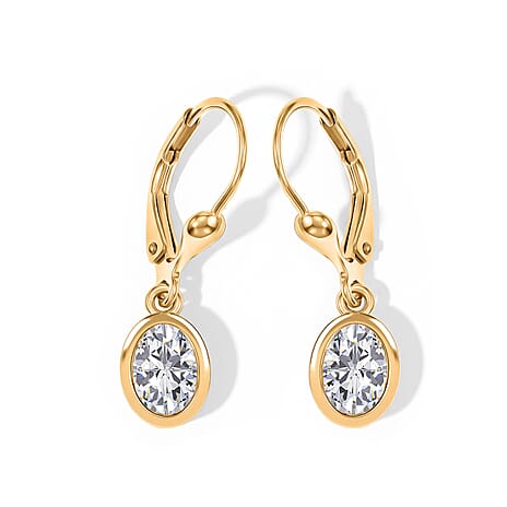 Luxuriant - Lab Grown Diamond (SI-G-H) Solitaire Lever Back Earring in 18K Vermeil Yellow Gold Plated Sterling Silver 2.00 Ct.