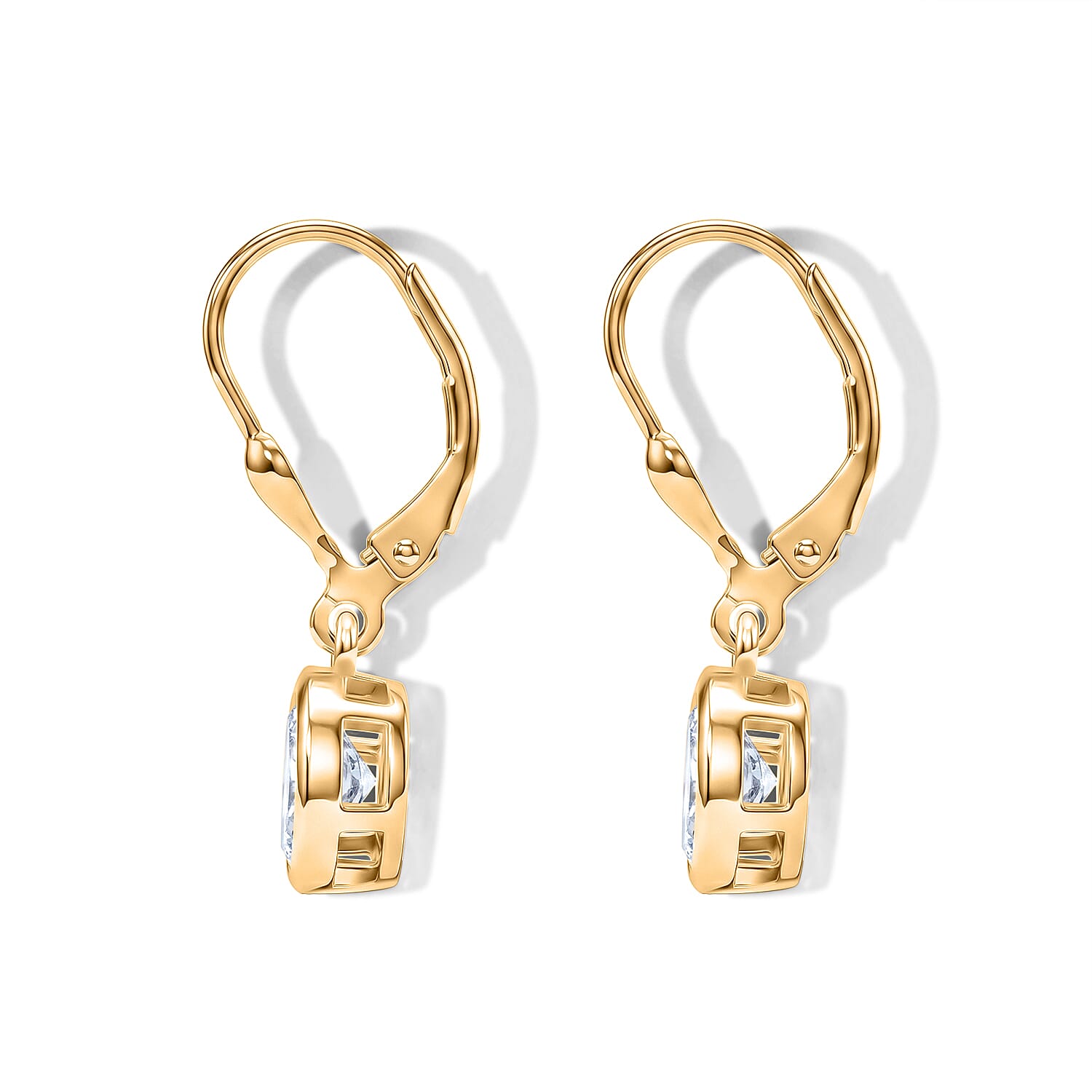 Luxuriant - Lab Grown Diamond (SI-G-H) Solitaire Lever Back Earring in 18K Vermeil Yellow Gold Plated Sterling Silver 2.00 Ct.