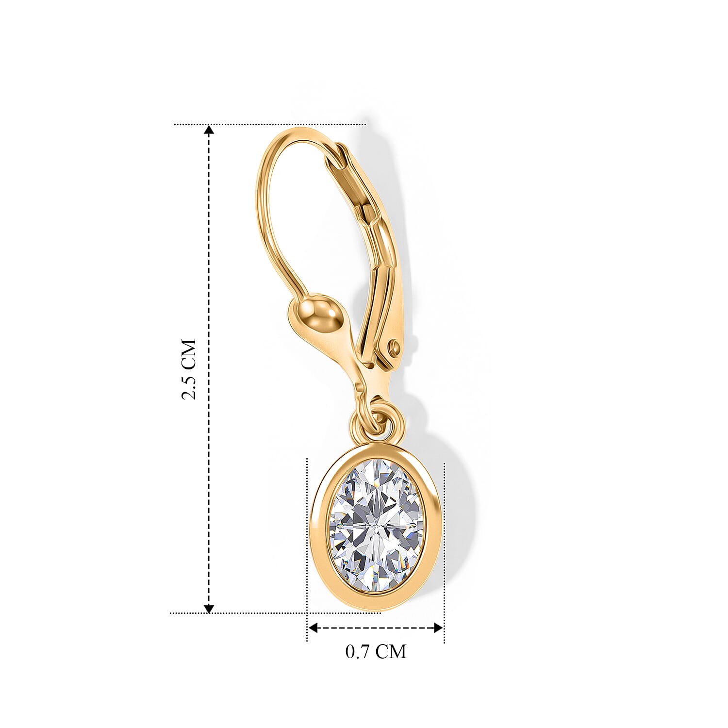 Luxuriant - Lab Grown Diamond (SI-G-H) Solitaire Lever Back Earring in 18K Vermeil Yellow Gold Plated Sterling Silver 2.00 Ct.